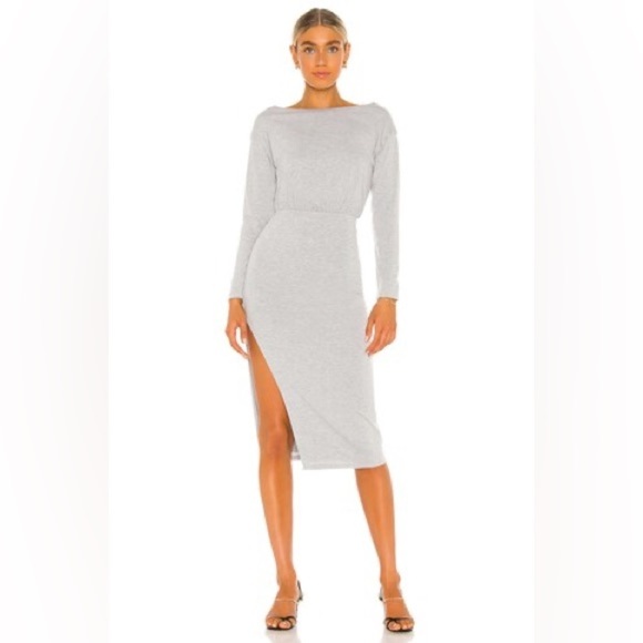 LOVERS + FRIENDS Grey Long Sleeve Bodycon Women’s Dress with Slit Size Small - Picture 14 of 15